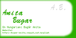 anita bugar business card