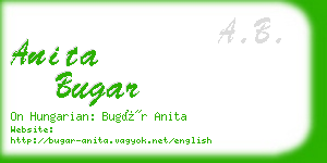 anita bugar business card